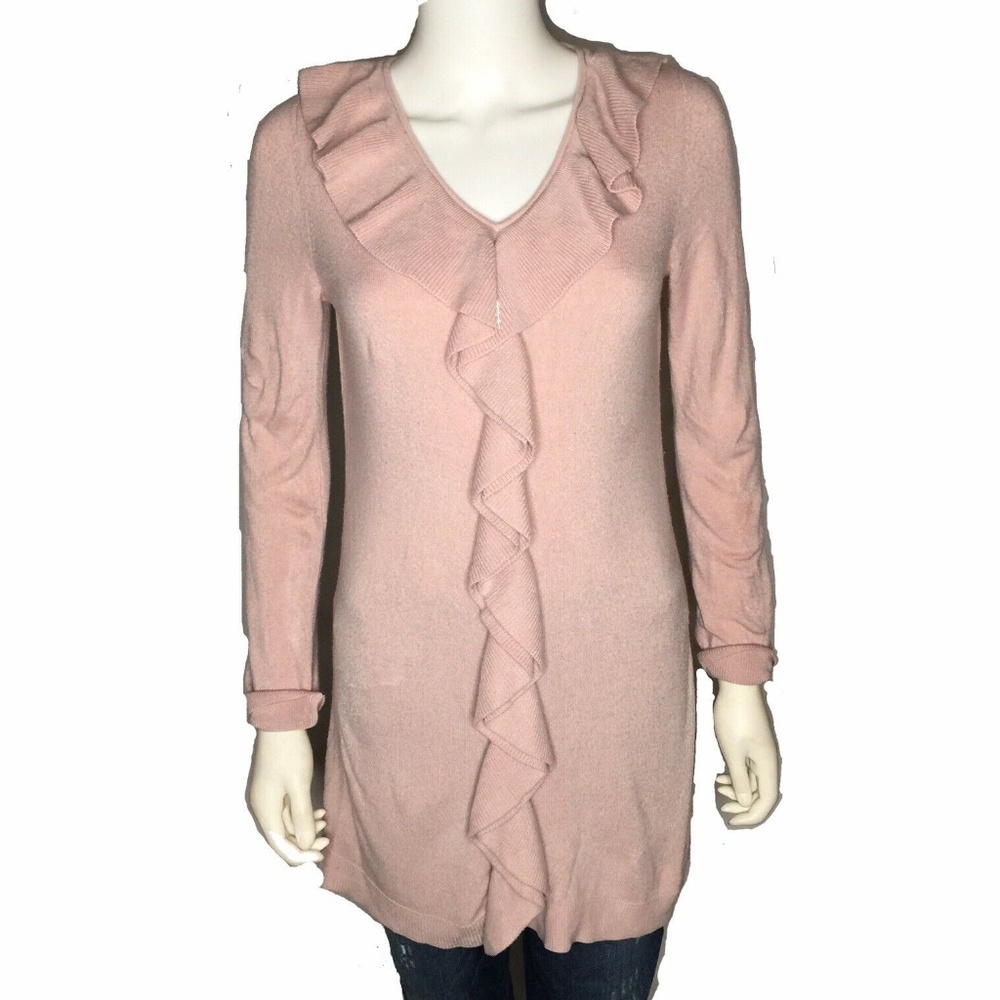 Women's Size Small Pink Tunic Sweater Ruffled